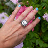 9 White Buffalo Turquoise Sterling Silver Circle Ring (Size 9)