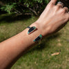 Opalized Petrified Wood Double Stone Sterling Silver Open Cuff