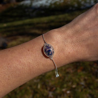 Mexican Fire Opal Sterling Silver Slider Adjustable Bracelet -8.5"
