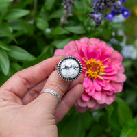 9 White Buffalo Turquoise Sterling Silver Circle Ring (Size 9)