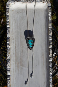 36" Campitos Turquoise Triangular Adjustable Sterling Silver Chain Bolo
