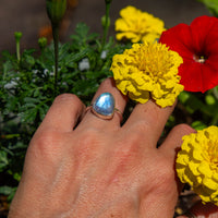 7.5 Moonstone Sterling Silver Stacker Ring (Size 7.5)