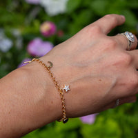 14k Gold Filled Black Onyx Charm Bracelet - 7"