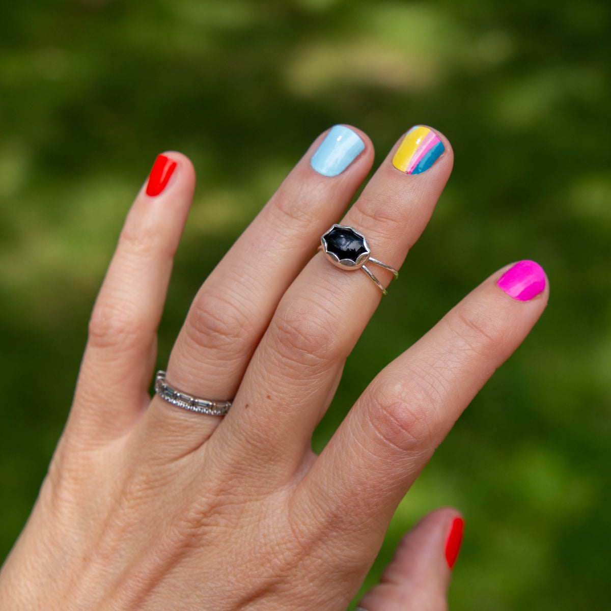 4.75 Black Onyx Sterling Silver Ring (Size 4.75)