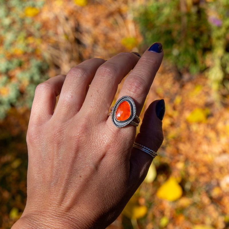 9.75 Carnelian Sterling Silver Statement Ring (Size 9.75)