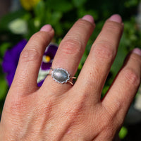 6 Stamped Oval Concho Sterling Silver Stacking Ring (Size 6)