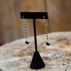Black Onyx Oxidized Coin Chain Sterling Silver Threader Earrings
