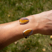 Mookeite Jasper Double Stone Sterling Silver Open Cuff