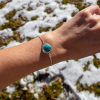Turquoise Circle Sterling Silver Slider Adjustable Bracelet - 8.5"