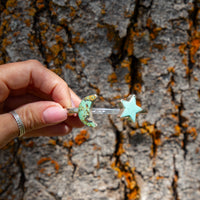 Moon & Star Campitos Turquoise Double Stone Sterling Silver Open Cuff