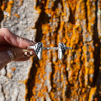 White Buffalo Triangle Double Stone Sterling Silver Open Cuff #7