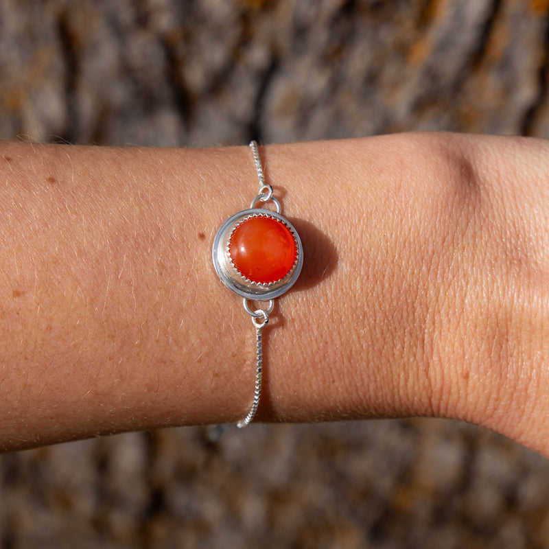 Carnelian Sterling Silver Slider Bracelet - 7.5"