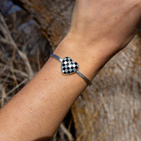 Checkered Black Onyx & Mother of Pearl Sterling Silver Cuff
