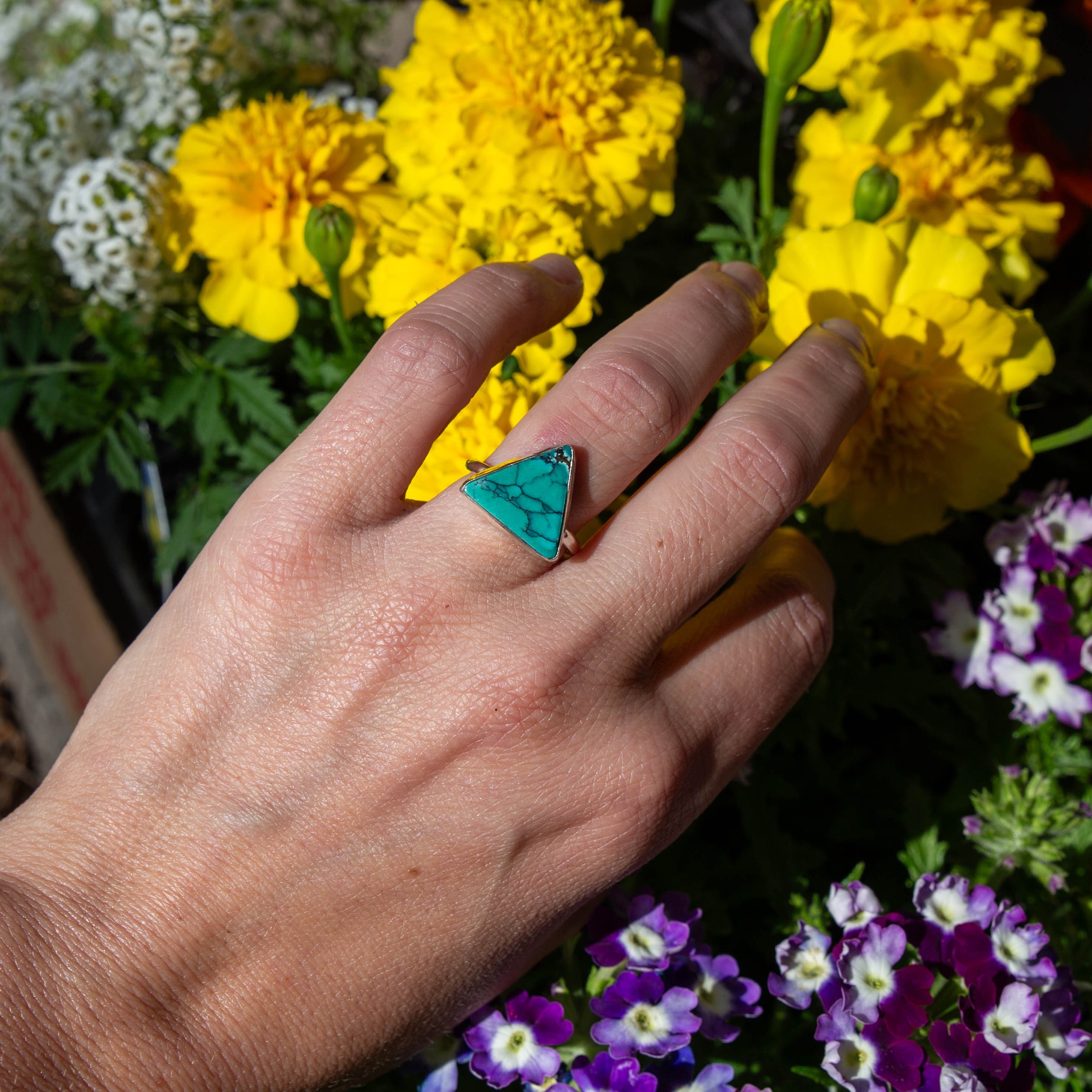 6 Hubei Turquoise Sterling Silver Stacker Ring (Size 6)