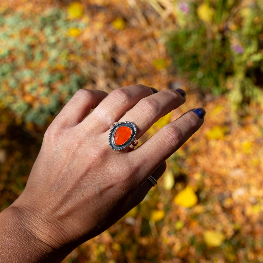 9.75 Carnelian Sterling Silver Statement Ring (Size 9.75)