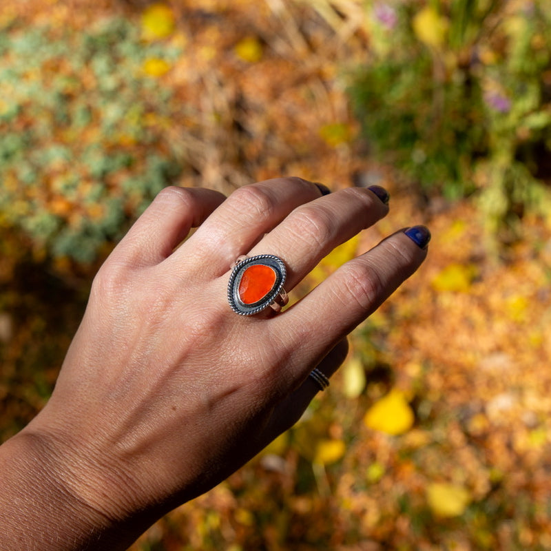 9.75 Carnelian Sterling Silver Statement Ring (Size 9.75)
