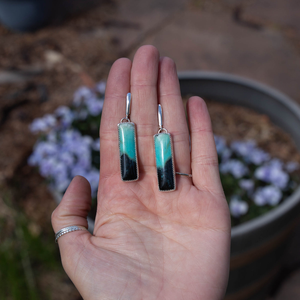 Opalized Petrified Wood Sterling Silver Earrings