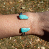 Campitos Turquoise Double Stone Sterling Silver Open Cuff