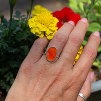 7 Carnelian Sterling Silver Stacker Ring (Size 7)