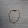 14k Gold Filled Paperclip & White Enamel Chain Bracelet - 7"