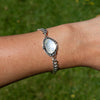 Southwest Mob Wife Chunky Mini Sterling Silver Bracelet with Rainbow Moonstone