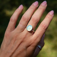9 Light Blue Chalcedony Sterling Silver Stacker Ring (Size 9)