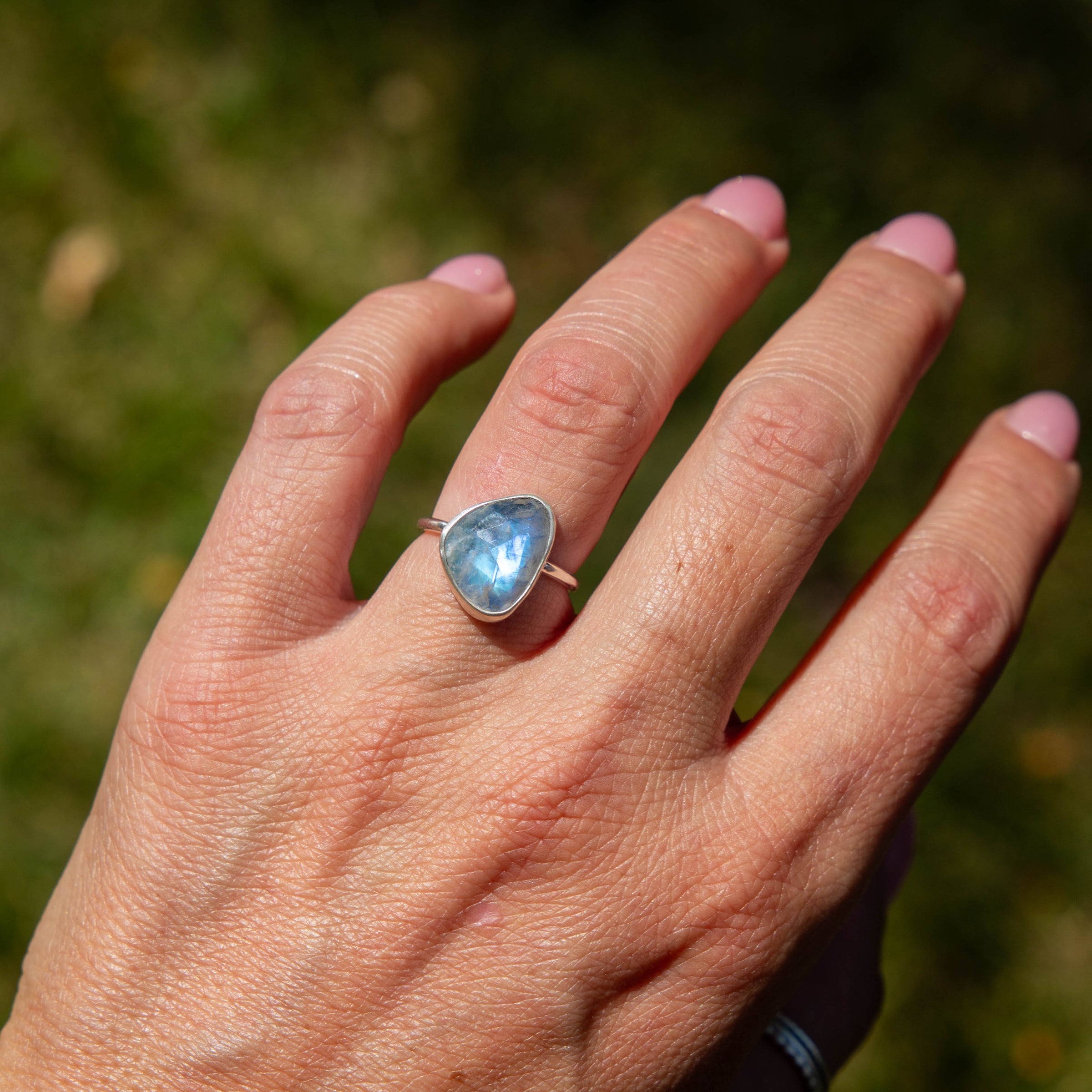 5 Moonstone Sterling Silver Stacker Ring (Size 5)