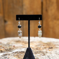 Black Onyx & Druzy Quartz Sterling Silver Dangle Earrings