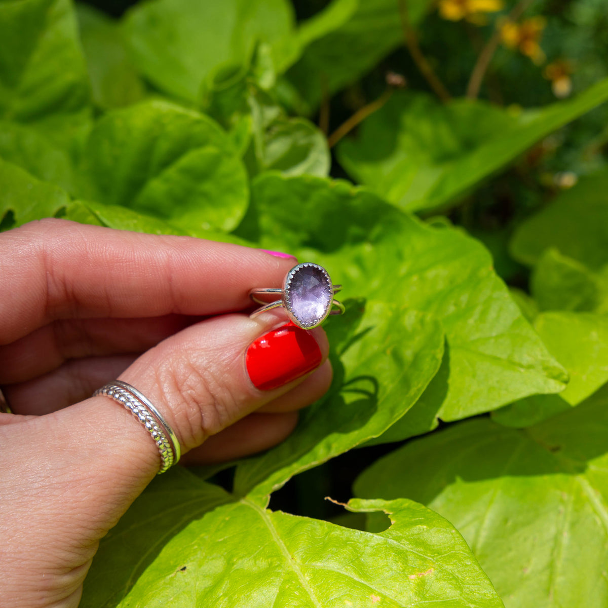 4.75 Amethyst Sterling Silver Ring (Size 4.75)