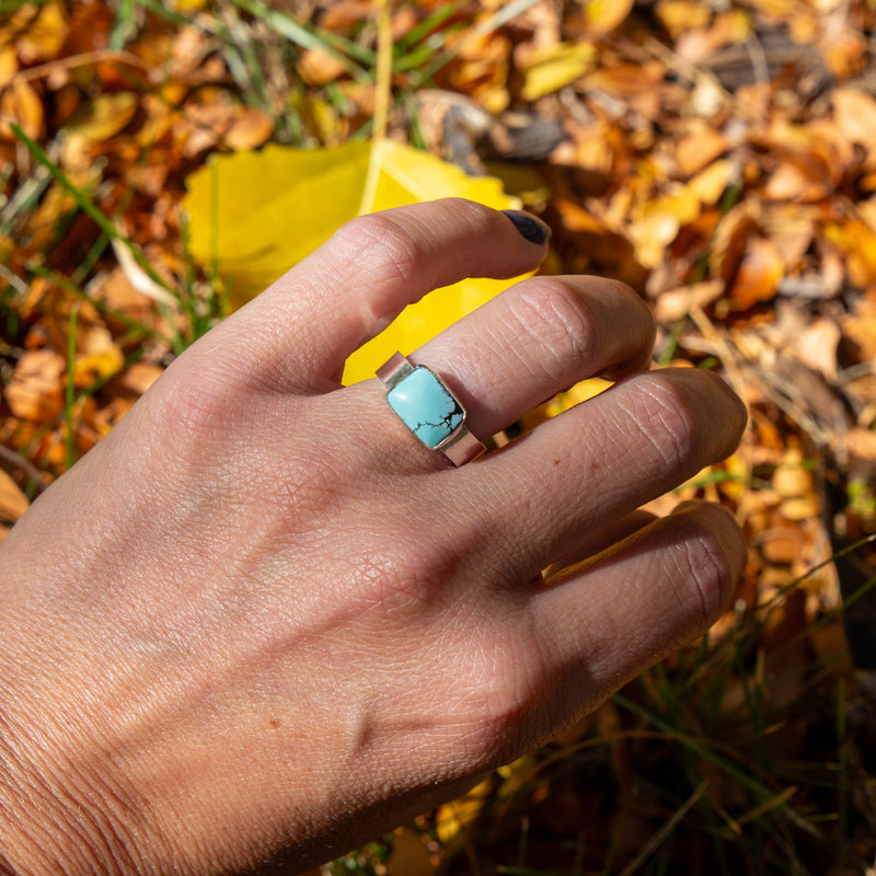6.5 Hubei Turquoise Sterling Silver Stacker Ring (Size 6.5)