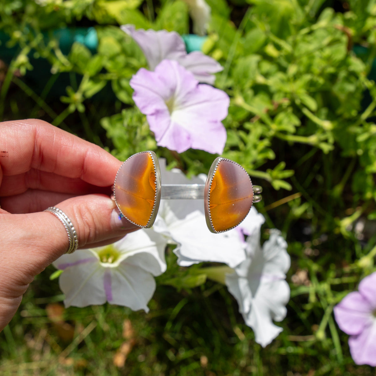 Mookeite Jasper Double Stone Sterling Silver Open Cuff