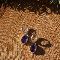 Purple Amethyst Sterling Silver Hoops