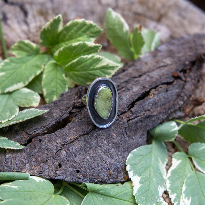 7 Green Druzy Quartz Sterling Silver Statement Ring (Size 7)