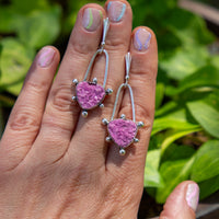 Cobalto Calcite Pink Druzy Space Cowgirl Sterling Silver Earrings #3
