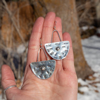 Half Oval Stamped Sterling Silver Earrings