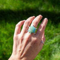 7 Hubei Turquoise Space Cowgirl Design Sterling Silver Ring #2 (Size 7)
