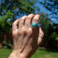 9 Royston Turquoise Sterling Silver Signet Ring (Size 9)