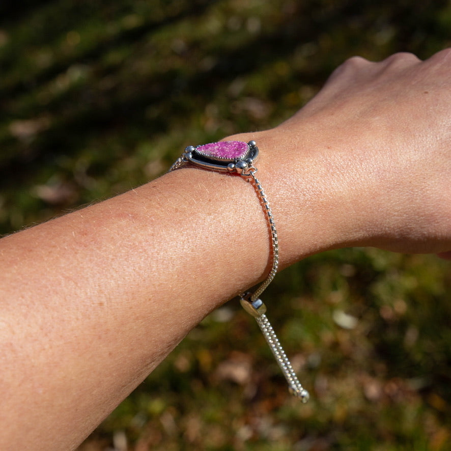 Cobalto Calcite Sterling Silver Slider Adjustable Bracelet - 8.5"