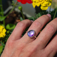 8 Purple Amethyst Sterling Silver Stacker Ring (Size 8)