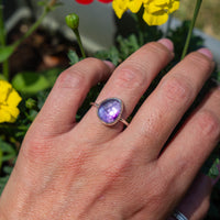 8 Purple Amethyst Sterling Silver Stacker Ring (Size 8)