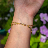 14k Gold Filled Coin & Paperclip Chain Bracelet - 7"