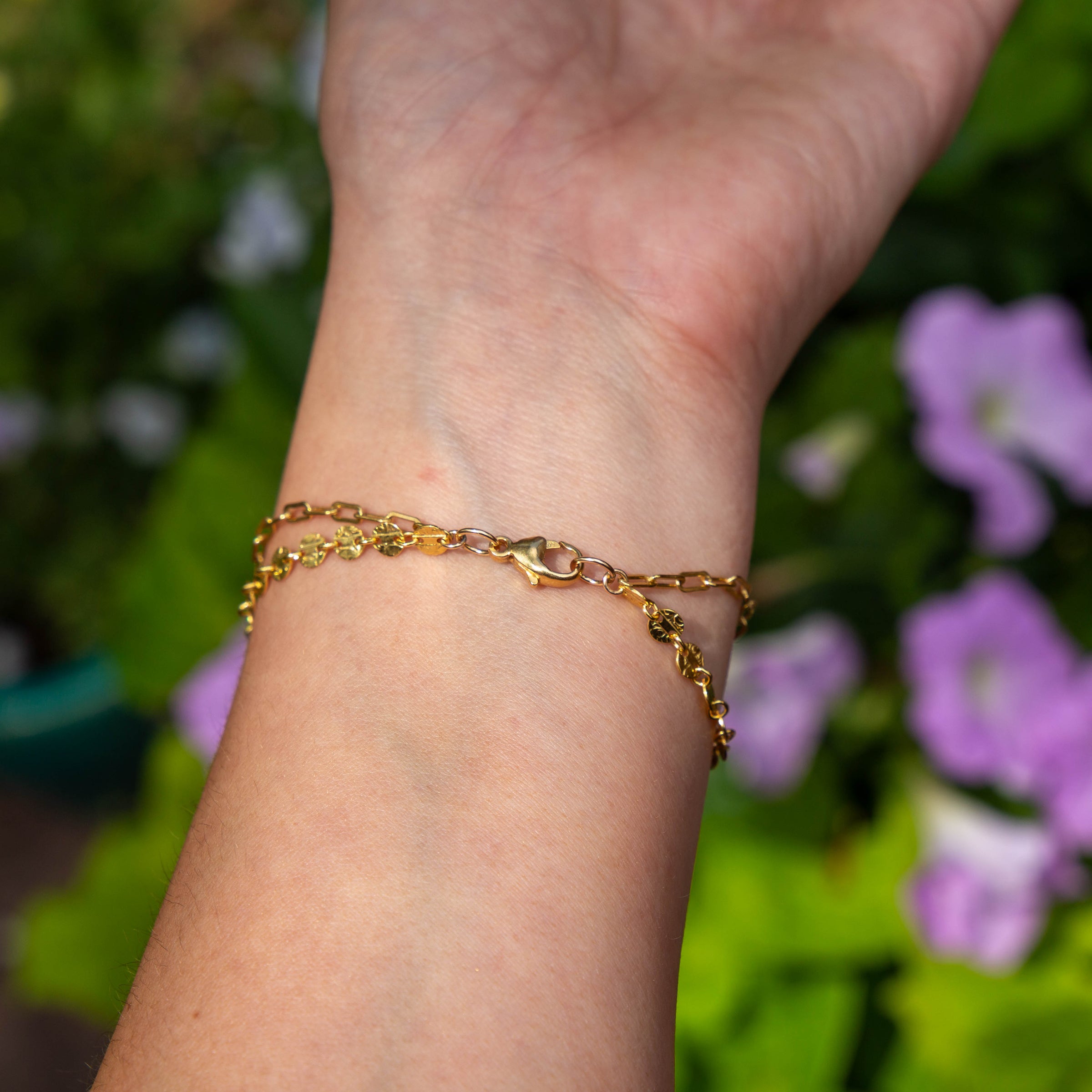 14k Gold Filled Coin & Paperclip Chain Bracelet - 7"