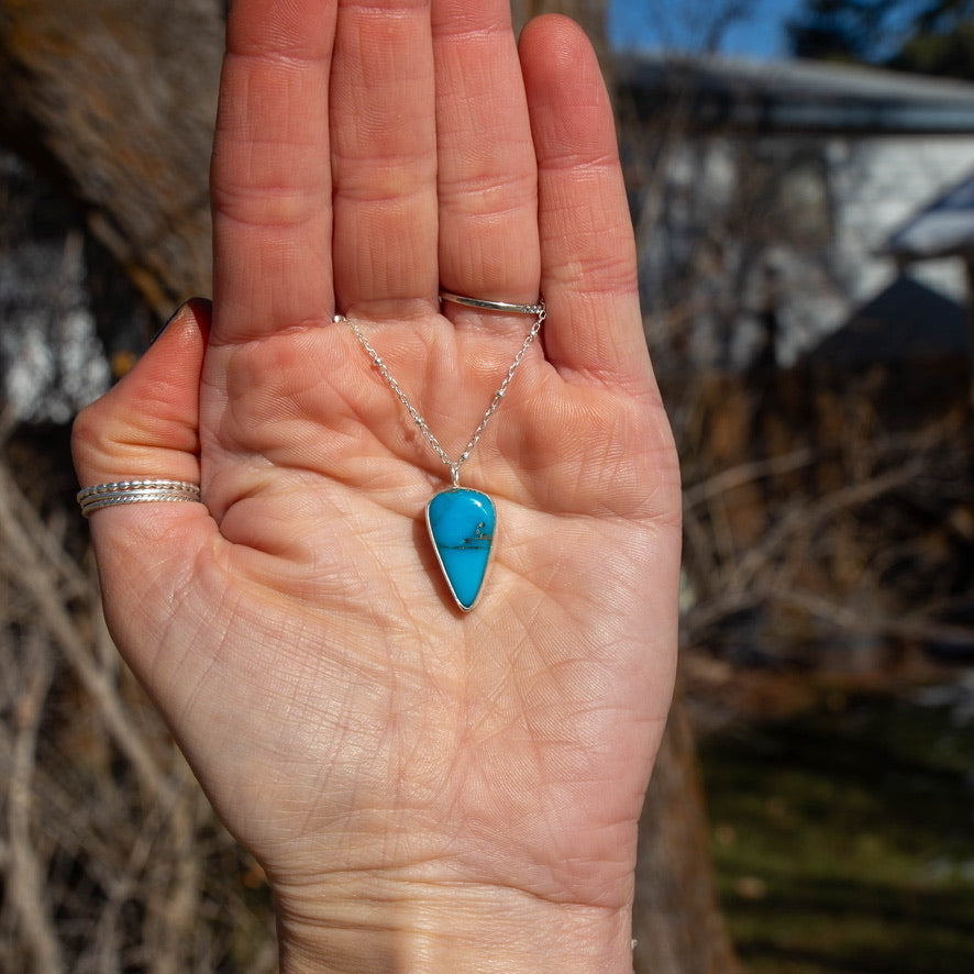 18" Kingman Turquoise Sterling Silver Layering Necklace