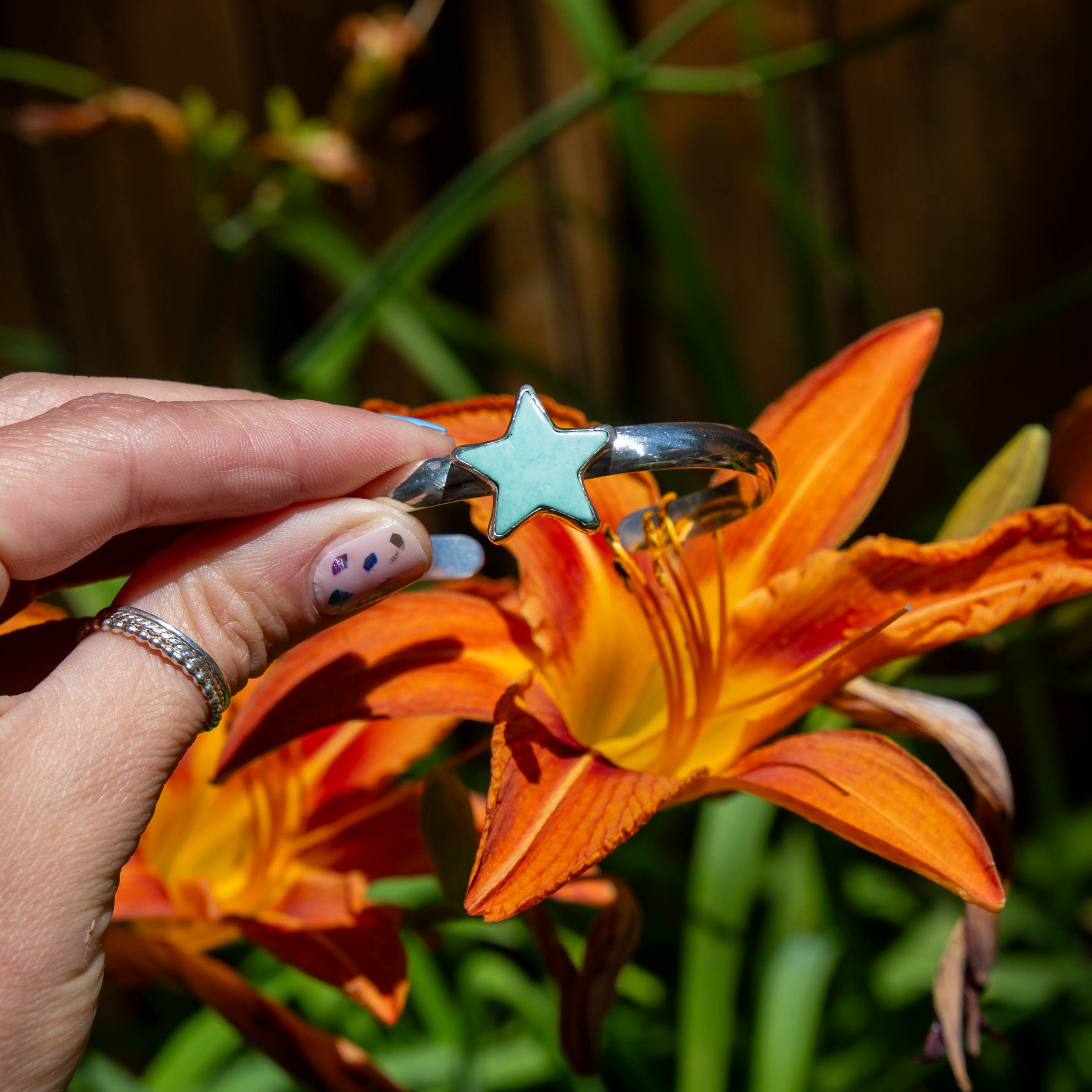 Campitos Star Turquoise Sterling Silver Cuff