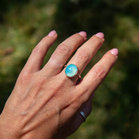 8 Light Blue Chalcedony Sterling Silver Stacker Ring (Size 8)