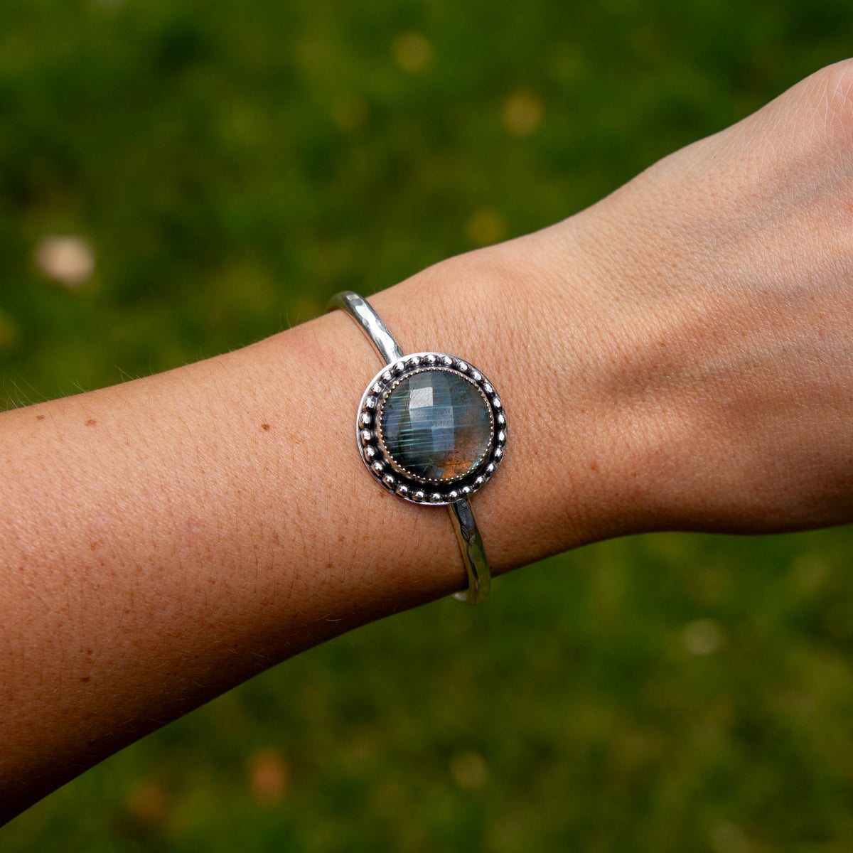 Labradorite Sterling Silver Hammered Cuff