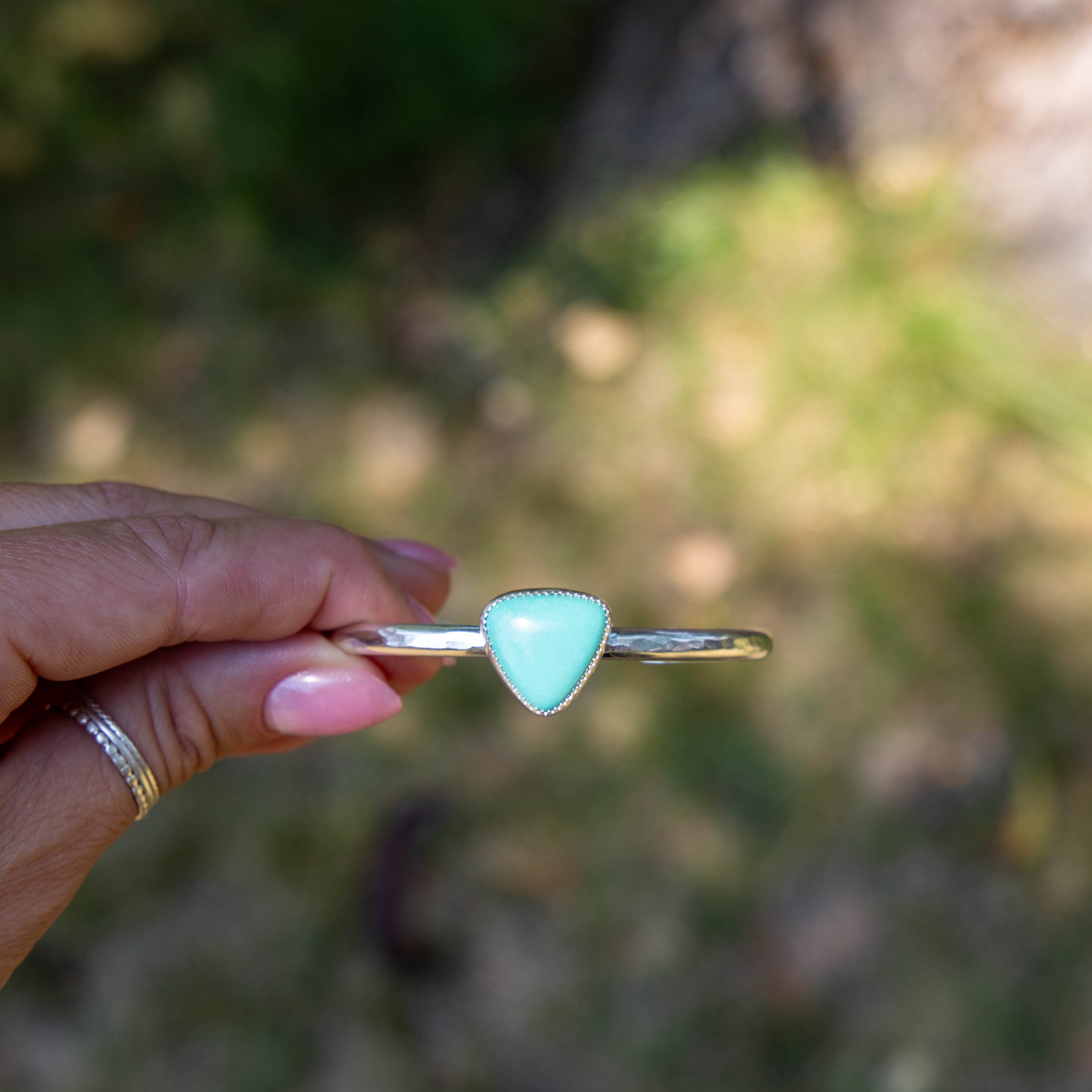 Carico Lake Turquoise Triangle Sterling Silver Cuff