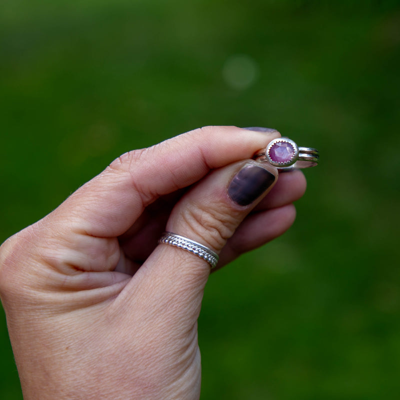 7.5 Sapphire Sterling Silver Ring (Size 7.5)