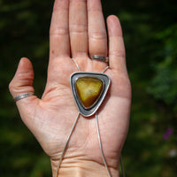 40" Yellow Druzy Agate Sterling Silver Chain Bolo La Femme