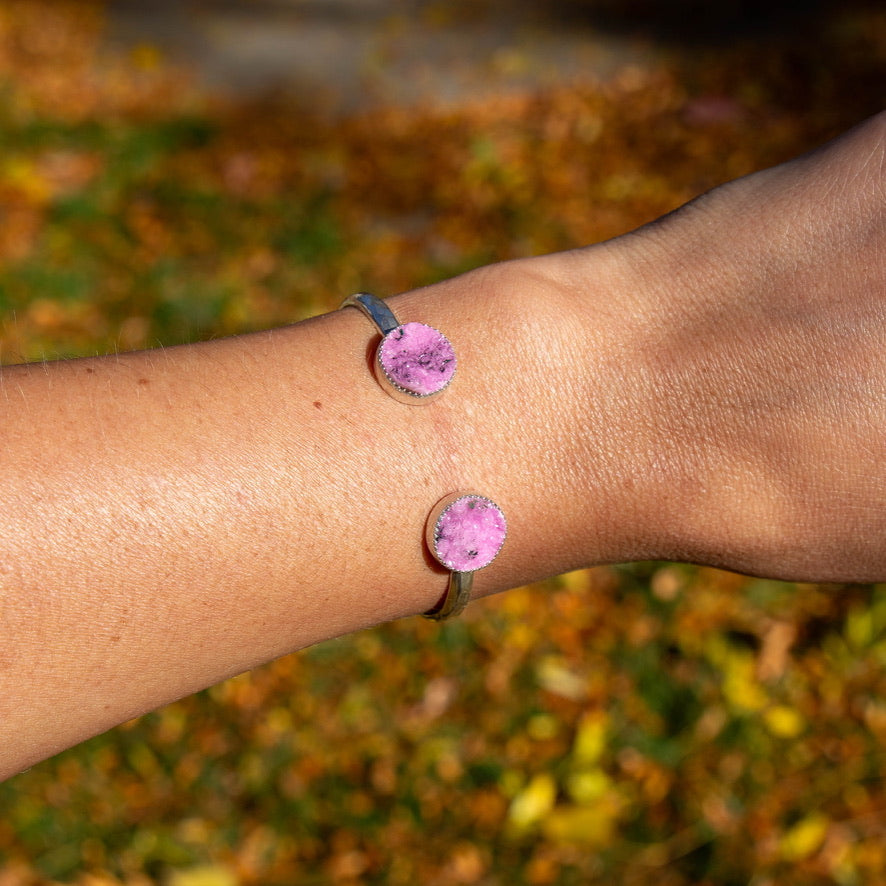 Pink Cobalto Calcite Sterling Silver Open Cuff